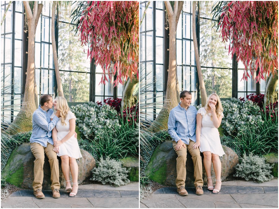 couple sitting on rock at longwood gardens
