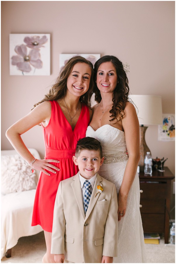 bride with son and daughter before ceremony in coatesville pa