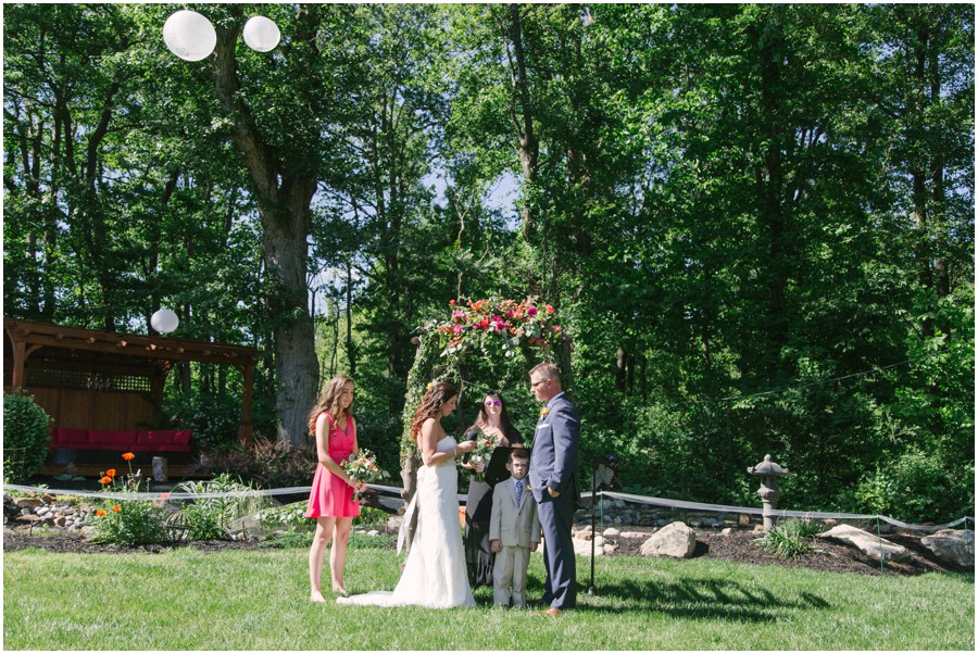 wide angle shot during backyard wedding in coatesville pa