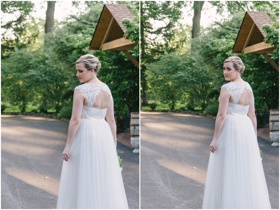 bride looking back at meredith manor