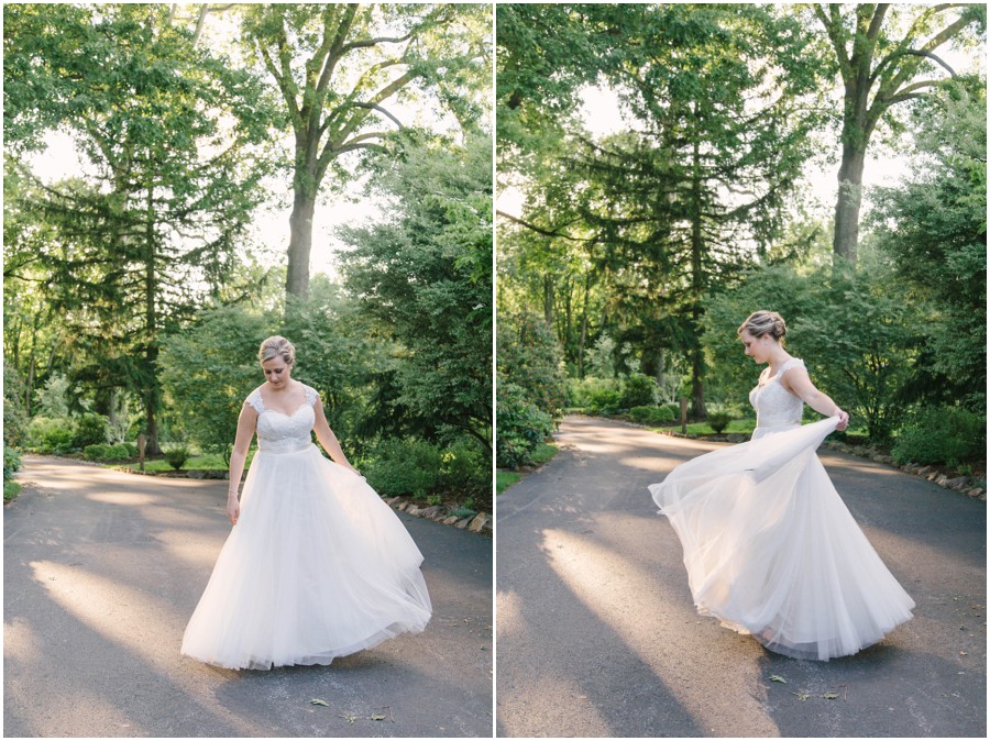 bride twirling in dress at meredith manor