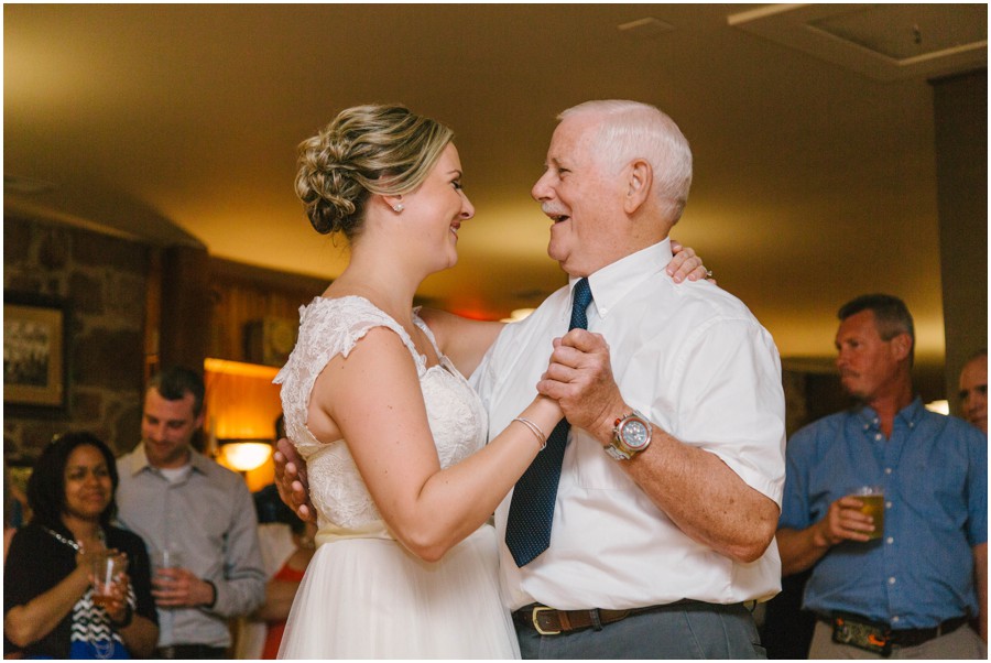 bride and father smiling during dance at meredith manor